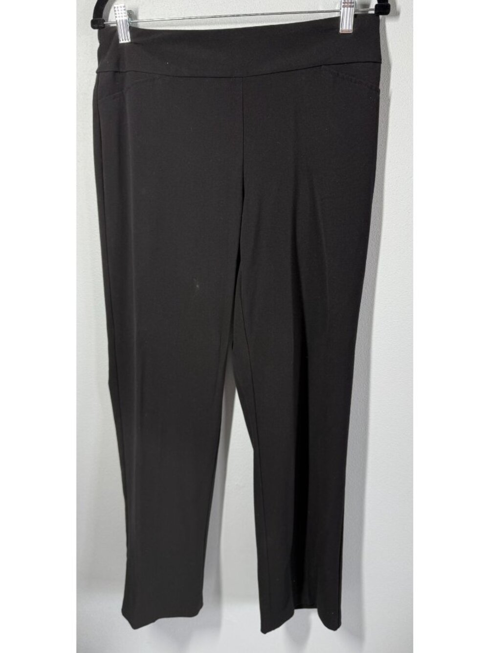 Roz & Ali Womens 8 Petite Pull On Pants Black Stretch Slim Fit Slacks Office Cas